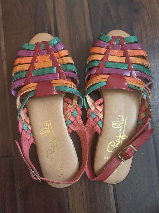 Rapallo Shoes - Rapallo Multi-Color Woven Leather Huarache Sandals Size 8 Wide